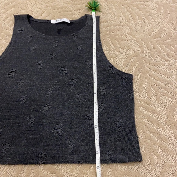 Tres Bien Gray Ripped Crop Tank Top Small - Picture 6 of 9